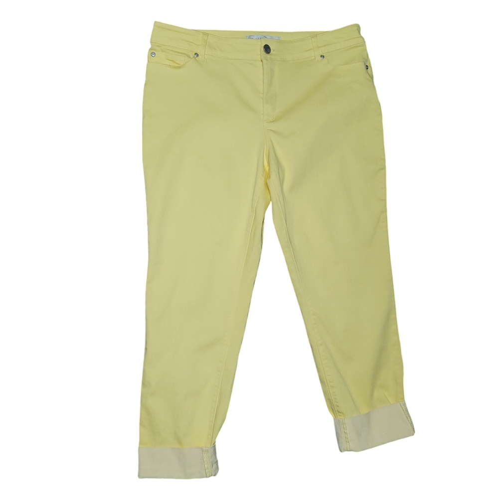 Est. 1946  Women's Size 12 Canary Yellow Cuffed Cropped Mid-Rise Stretch Pants